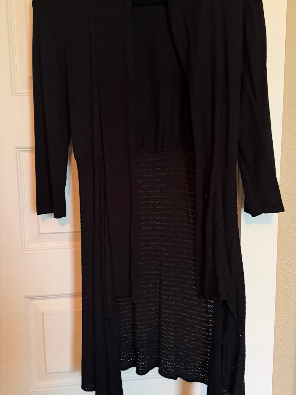 Ost Black Open-Front Long Cardigan